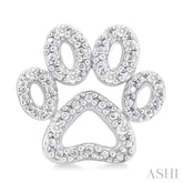 1/20 ctw Dog Paw Round Cut Diamond Fashion Stud Earring in Sterling Silver